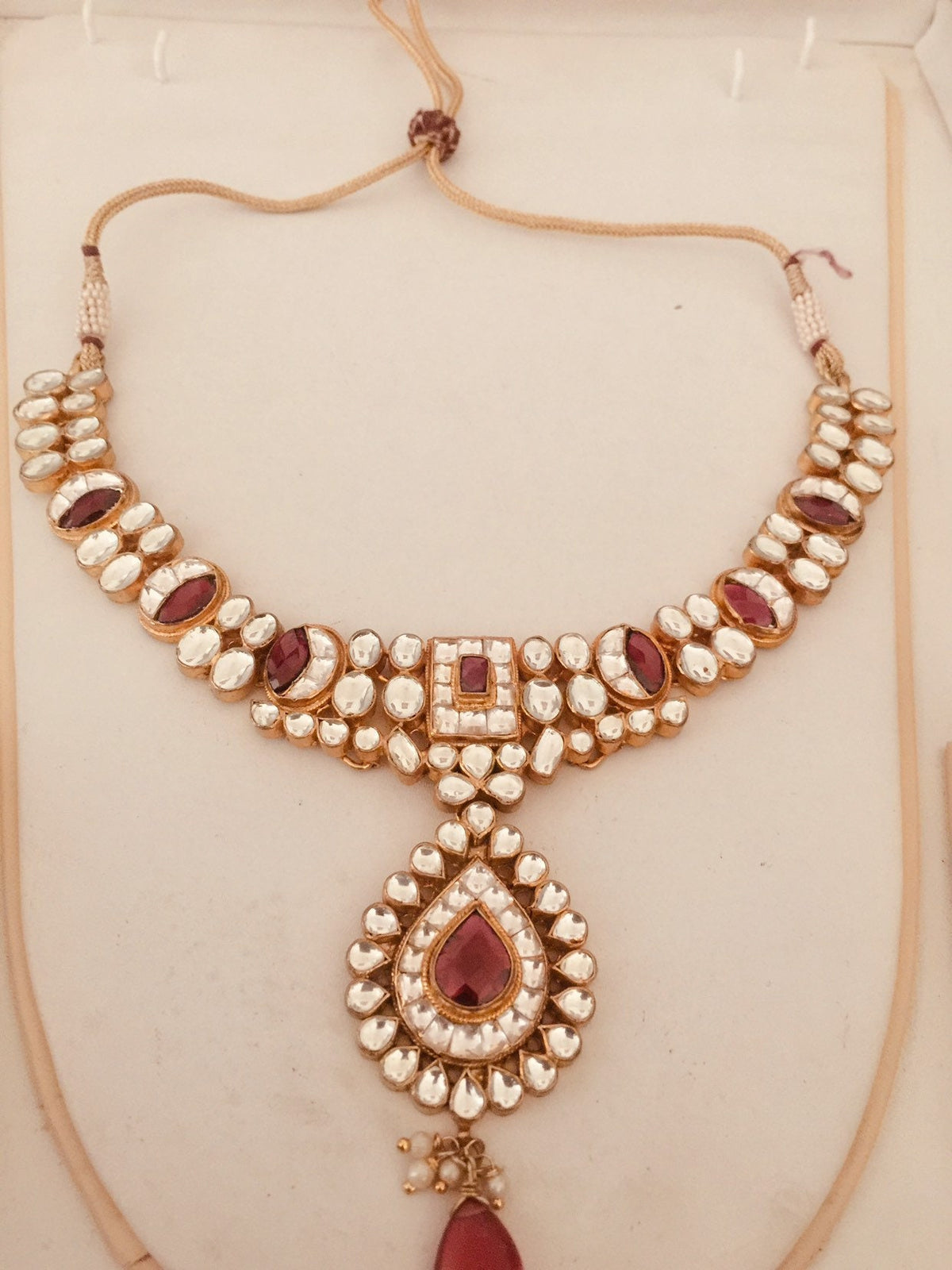 Handmade Kundan Choker Necklace with Earrings, Gold Plated Indian Handmade Jewellery Set