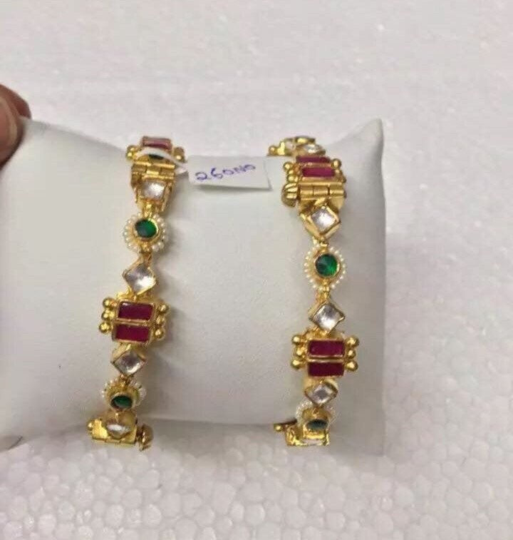 Handmade Kundan Bangles, South Indian Bridal Jewelry