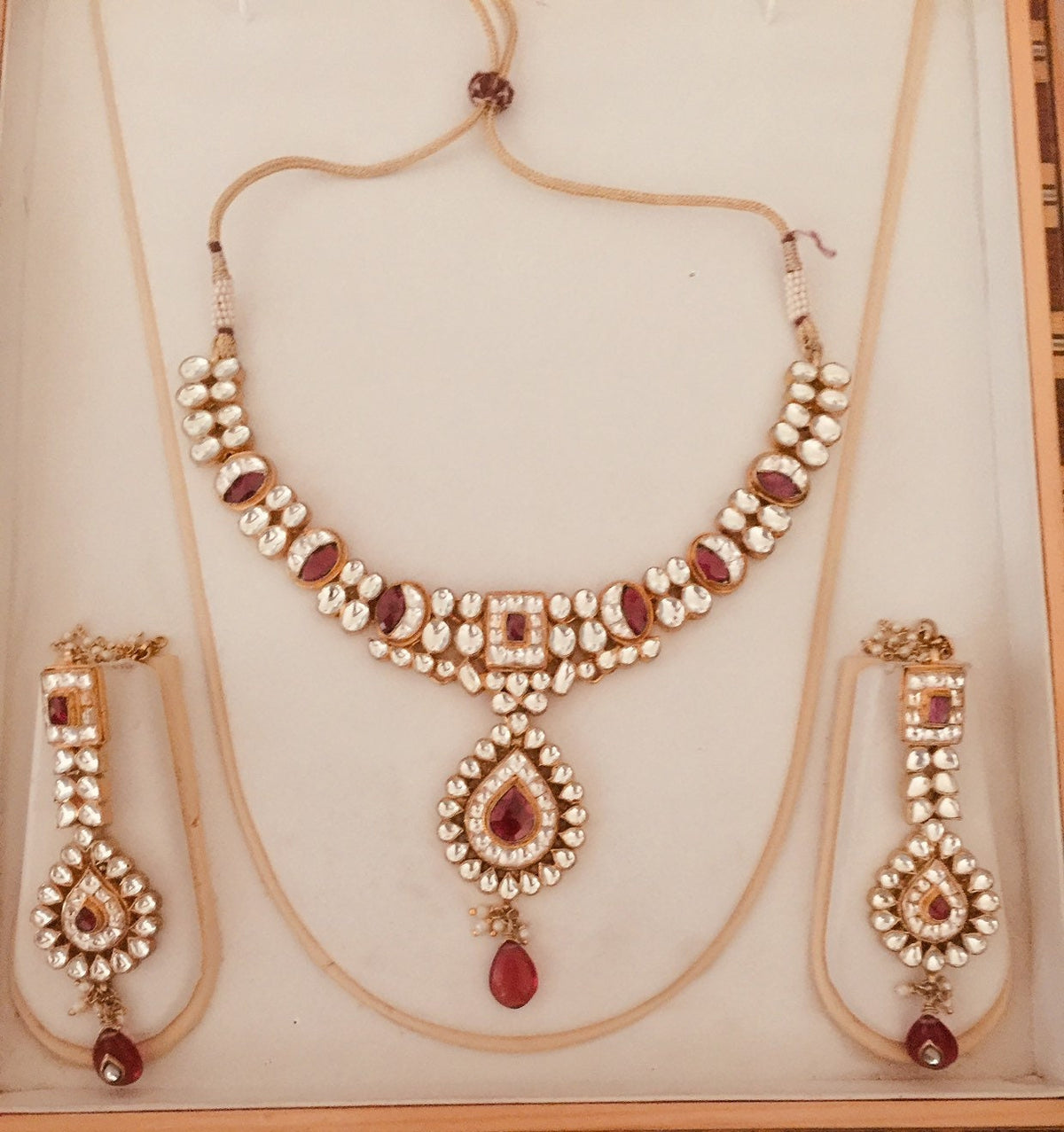 Handmade Kundan Choker Necklace with Earrings, Gold Plated Indian Handmade Jewellery Set