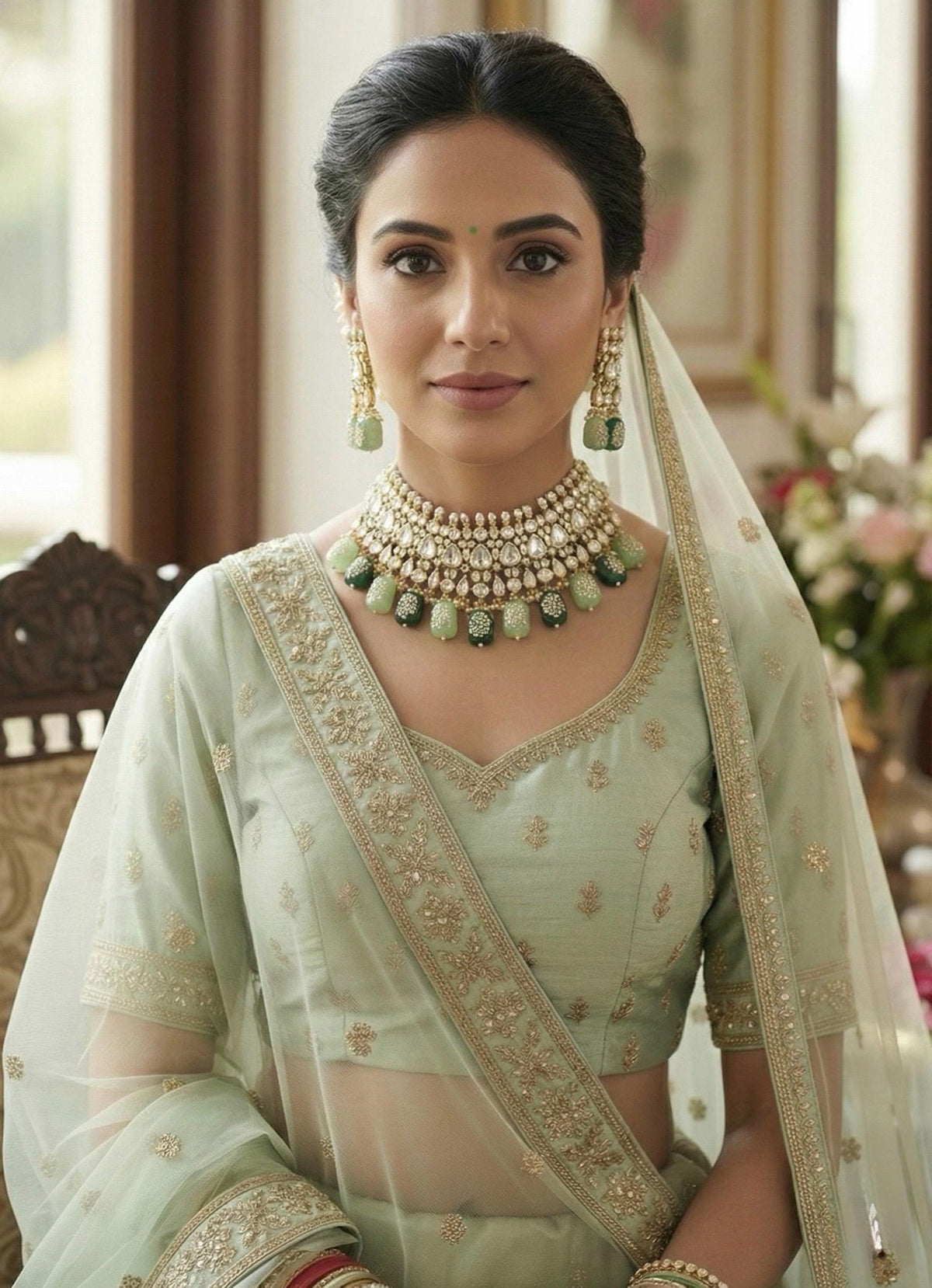 Handmade Kundan Choker Necklace set with earrings | 22k Gold Plated Indian Jewelry