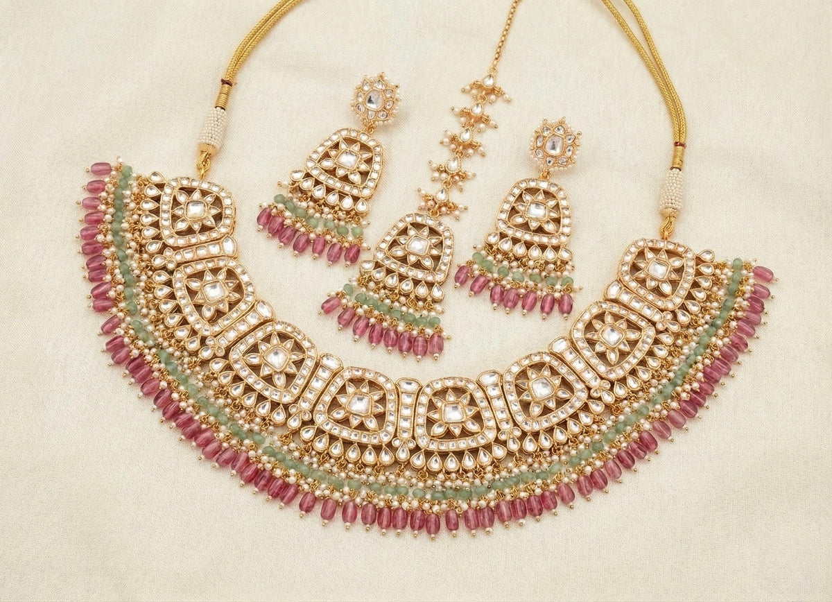 Kundan Polki Choker Set | 22K Gold Plated Indian Bridal Jewelry