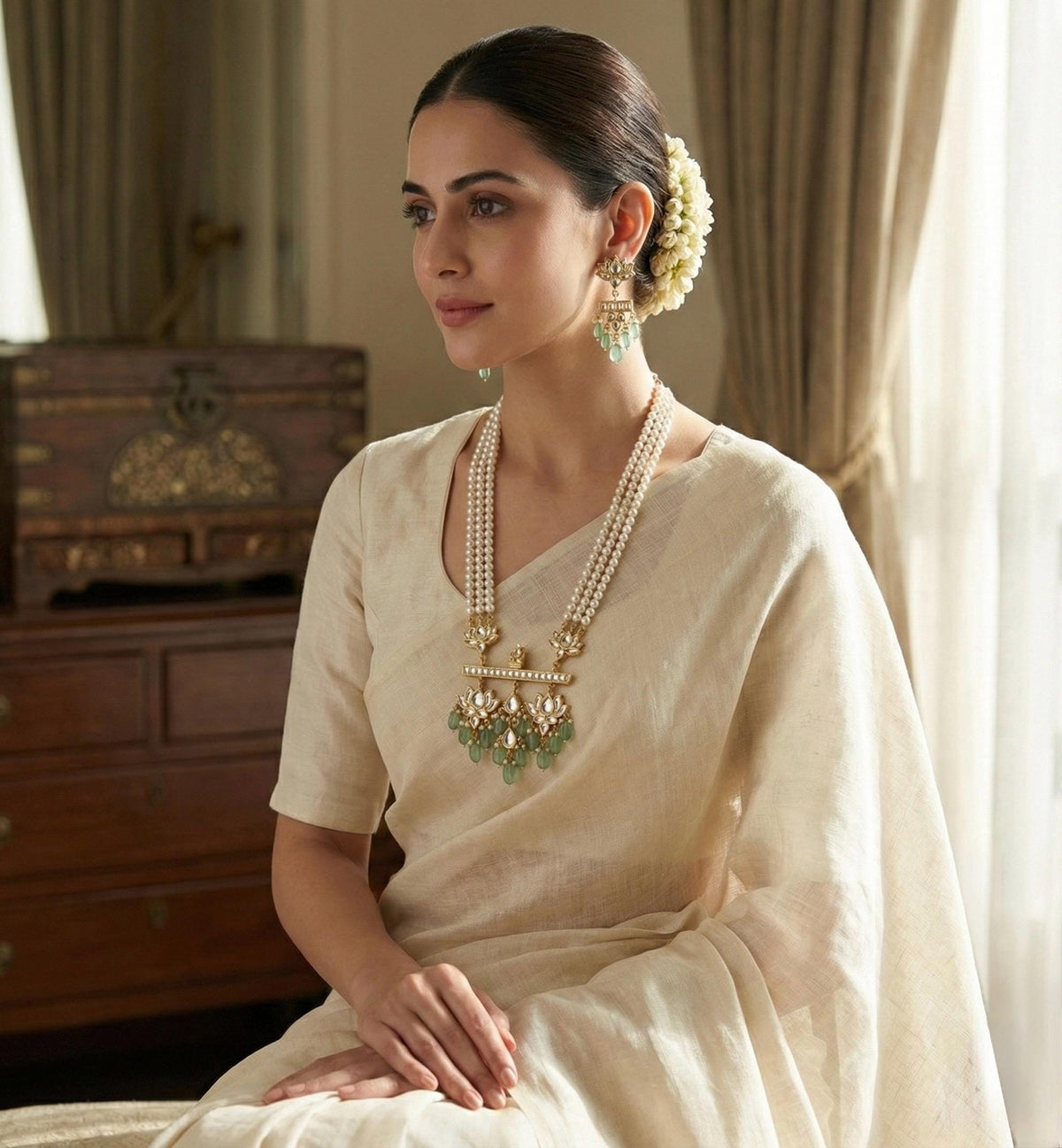 Kundan Jewellery set, Gold plated Pendant Necklace with Earrings
