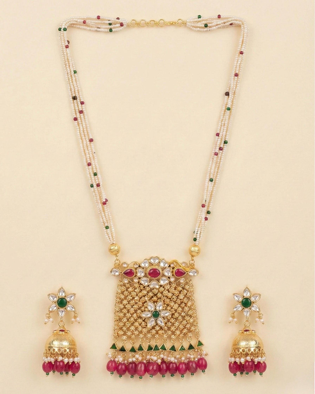925 Silver Kundan Necklace with jumkhi Earrings | Indian Wedding Jewelry