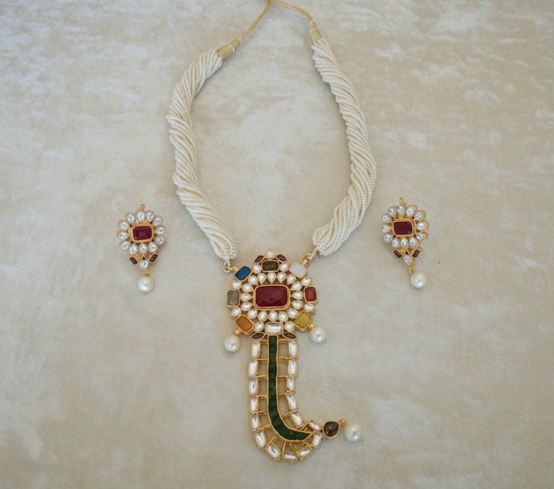 Handmade Kundan Jewelry Set | 22K Gold Plated Indian Designer Necklace