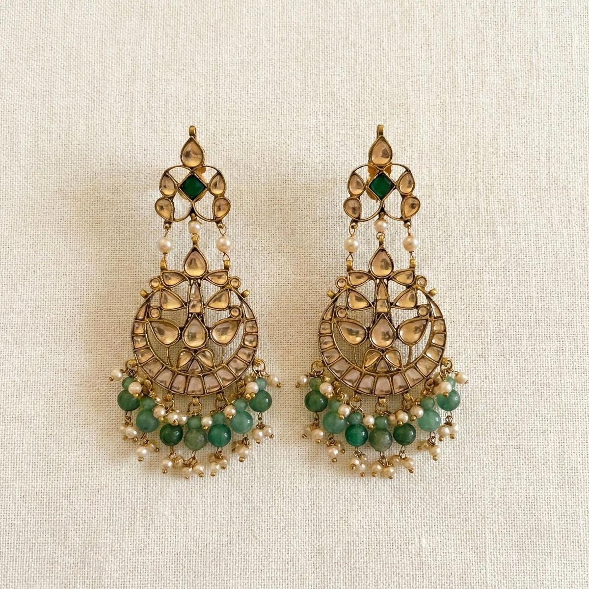 Kundan Chandbali Earrings | Gold Plated Indian Ethnic Jewelry
