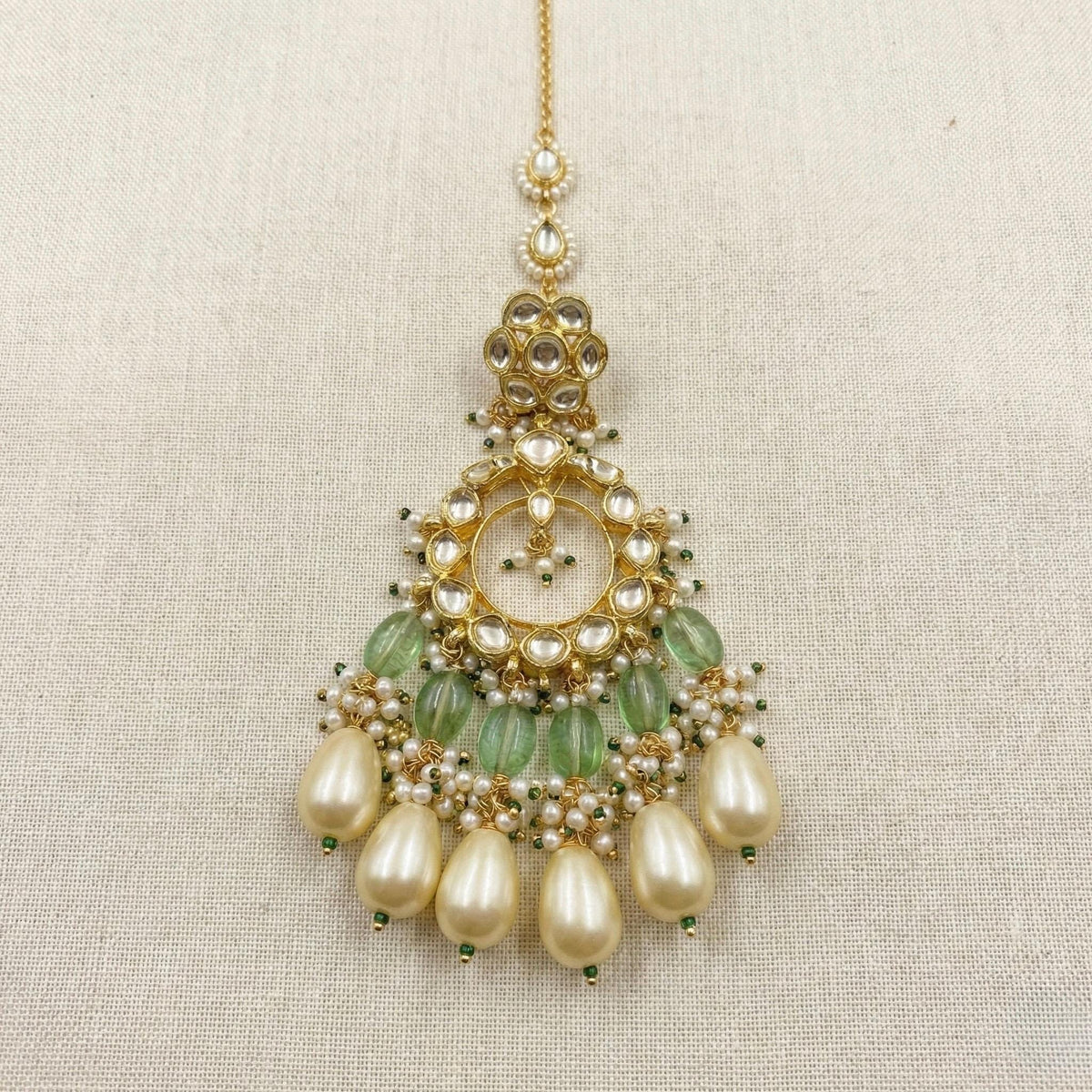 Kundan Choker Jewelry Set, Green and Gold Indian Bridal Necklace