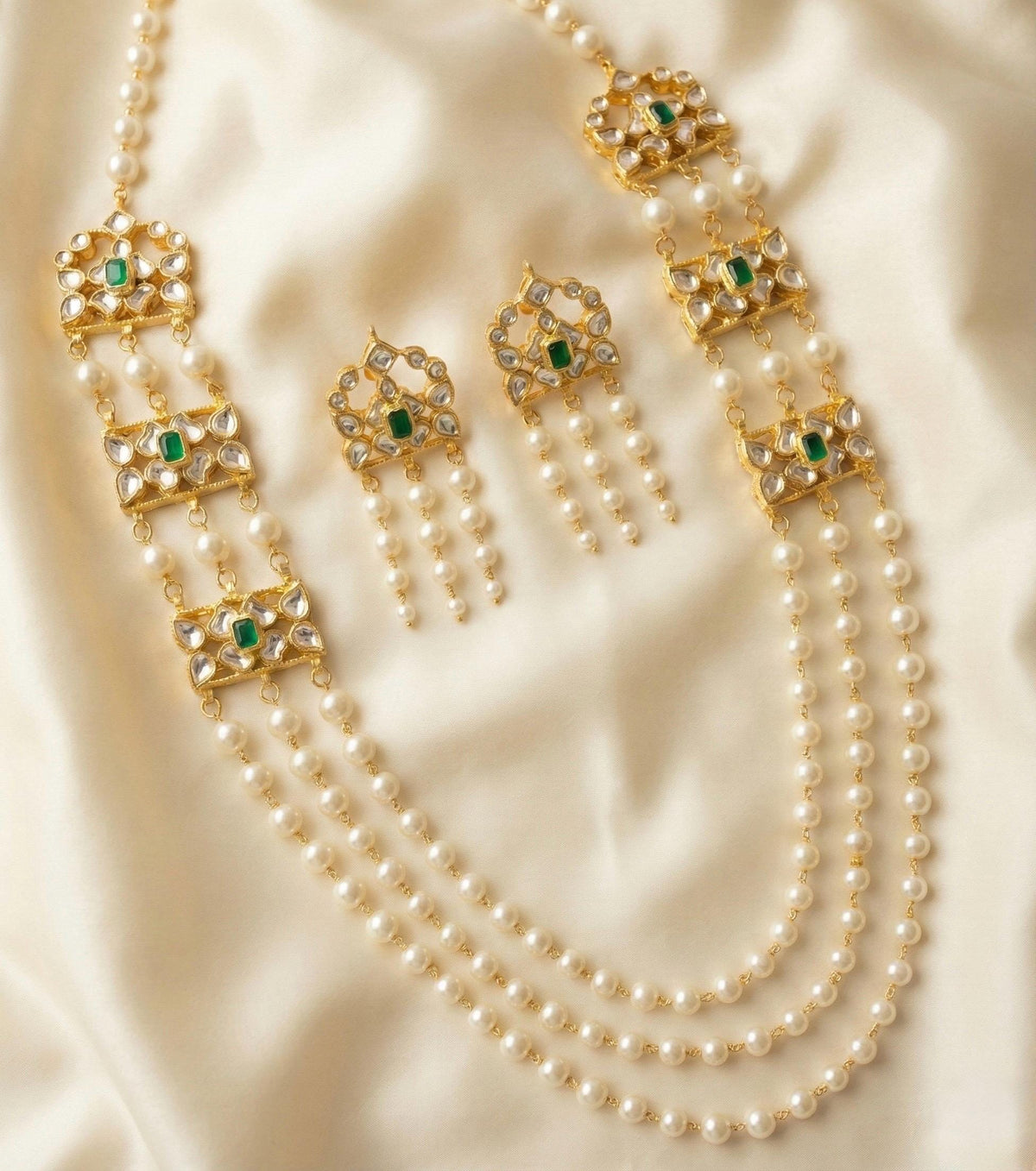 Kundan Pearl Mala Necklace | Indian Bridal Jewellery Set | Women’s Fashion Accessories