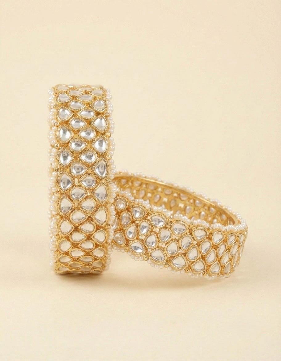 Handmade Kundan Bridal Bangle Set, Indian Wedding Jewelry