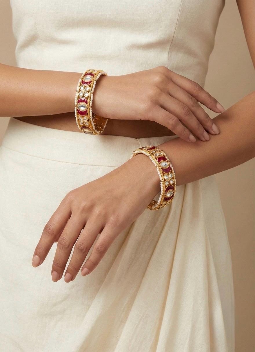 Kundan Bangle Set, Sabyasachi Inspired Bridal Jewelry, Indian Wedding Bracelet