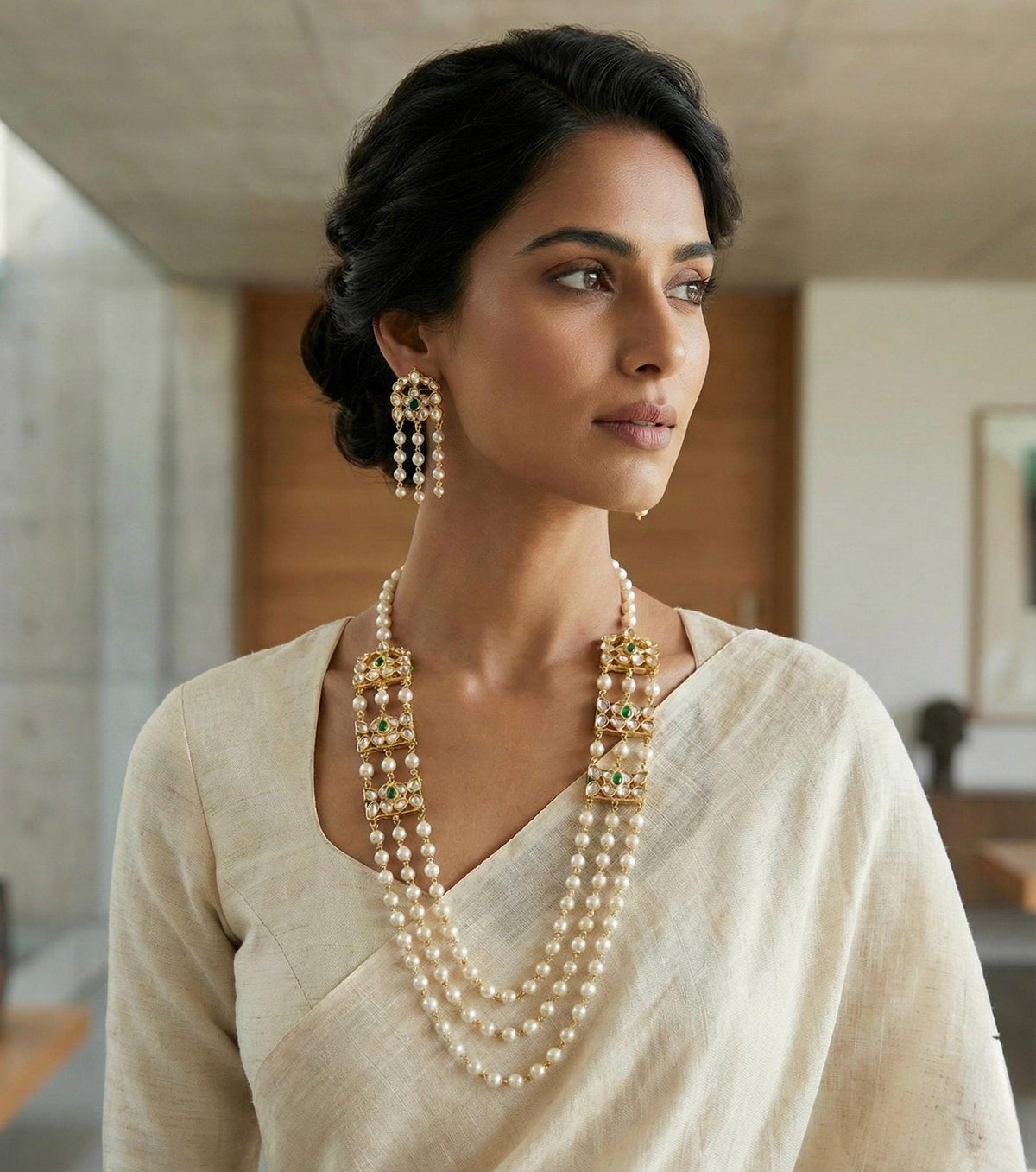 Kundan Pearl Mala Necklace | Indian Bridal Jewellery Set | Women’s Fashion Accessories