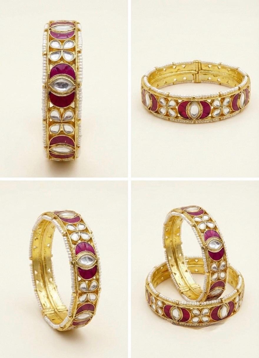 Kundan Bangle Set, Sabyasachi Inspired Bridal Jewelry, Indian Wedding Bracelet