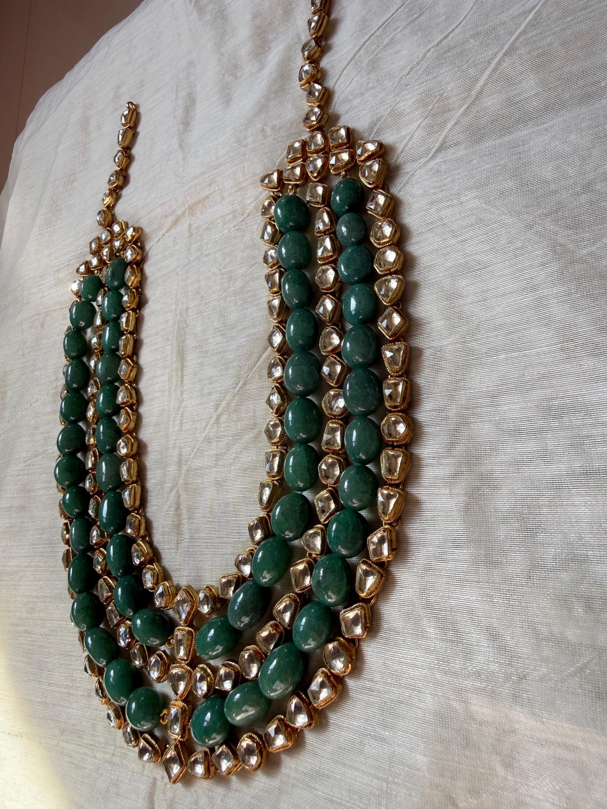 Handmade Kundan Bridal Necklace Set, 22K Gold Plated Indian Wedding Jewelry