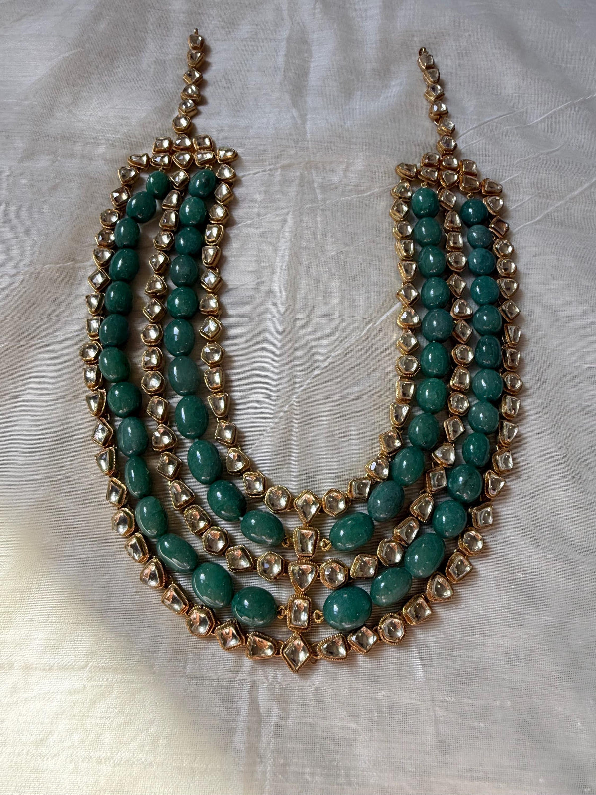 Handmade Kundan Bridal Necklace Set, 22K Gold Plated Indian Wedding Jewelry