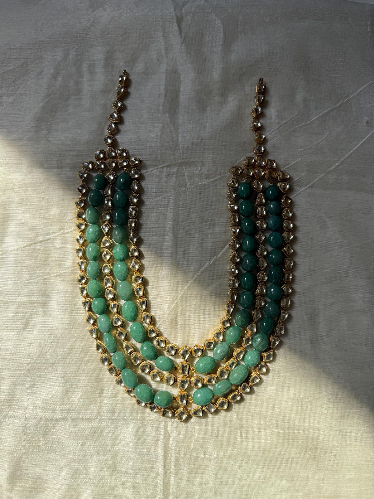Handmade Kundan Bridal Necklace Set, 22K Gold Plated Indian Wedding Jewelry